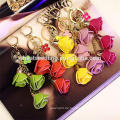 Innovative rose blume tassel modelle schlüsselring leder keychain